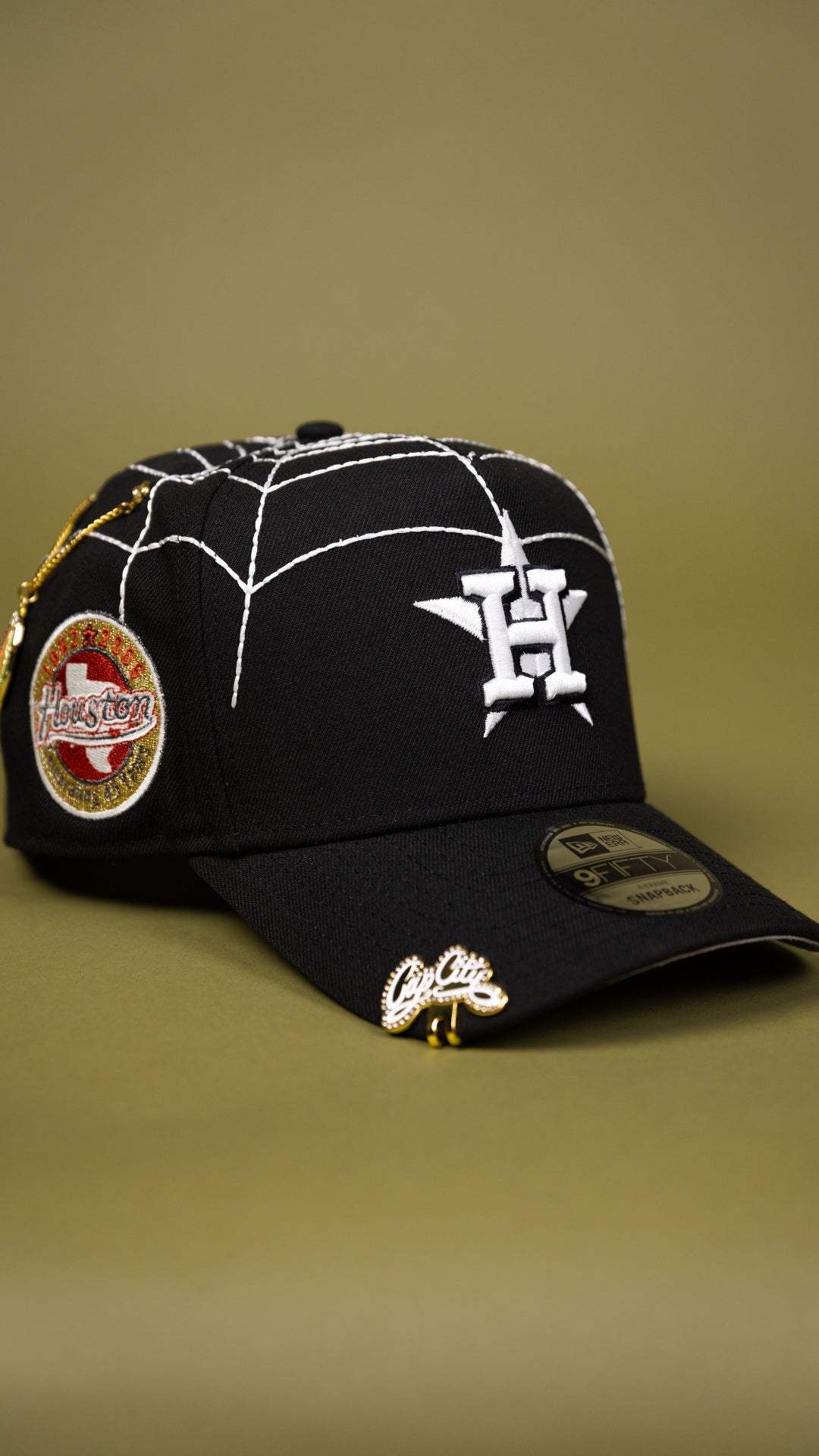 NEW ERA EXCLUSIVE 9FIFTY A-FRAME BLACK HOUSTON ASTROS W/ SPIDER WEB + 45TH ANNIVERSARY SIDE PATCH