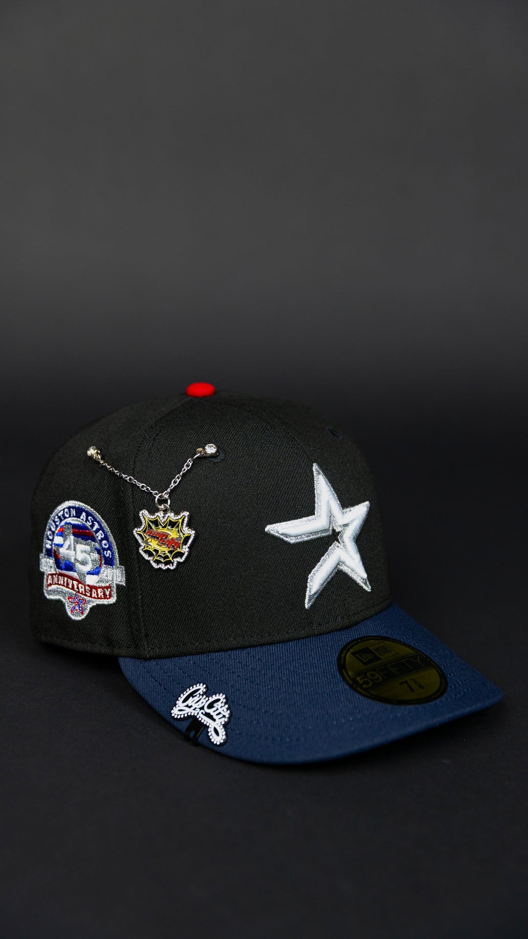NEW ERA EXCLUSIVE 59FIFTY BLACK/ NAVY HOUSTON ASTROS W/ 45TH ANNIVERSARY SIDE PATCH