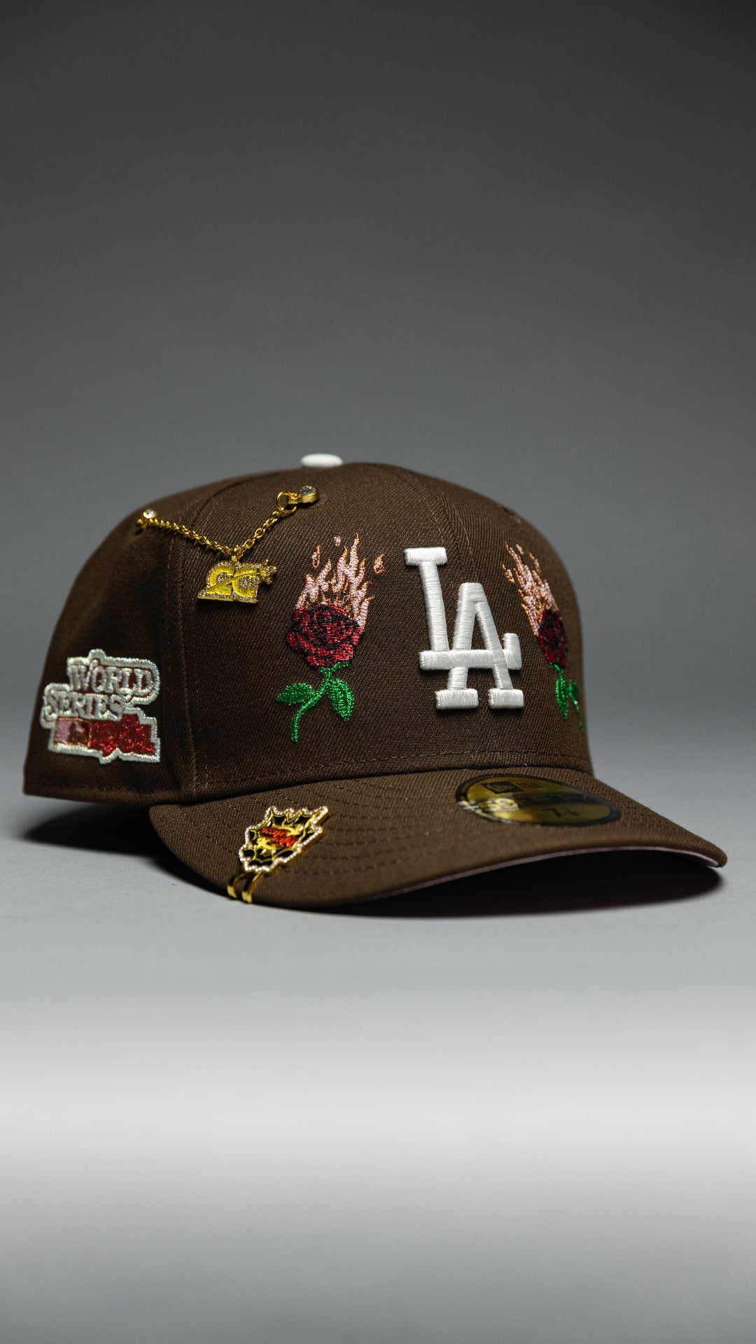 NEW ERA EXCLUSIVE 59FIFTY BROWN LOS ANGELES DODGERS W/ BURNT ROSES + 1