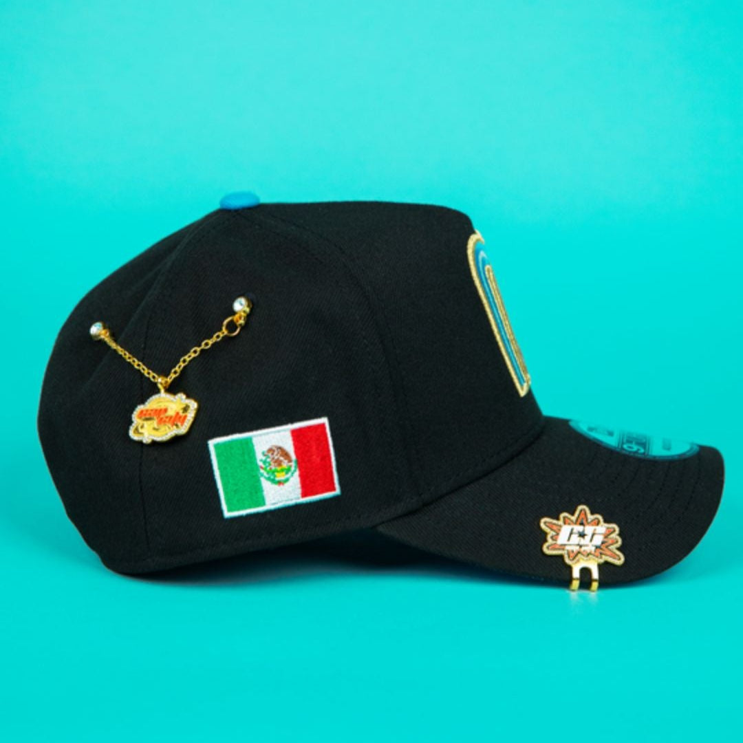 NEW ERA 9FORTY A-FRAME BLACK MEXICO ADJUSTABLE W/ MEXICO FLAG SIDE PATCH