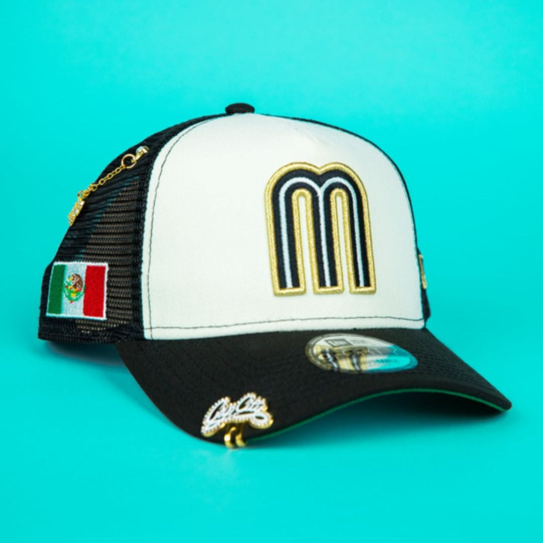 NEW ERA 9FORTY A-FRAME CHROME/ BLACK MEXICO MESHBACK W/ MEXICO FLAG SIDE PATCH