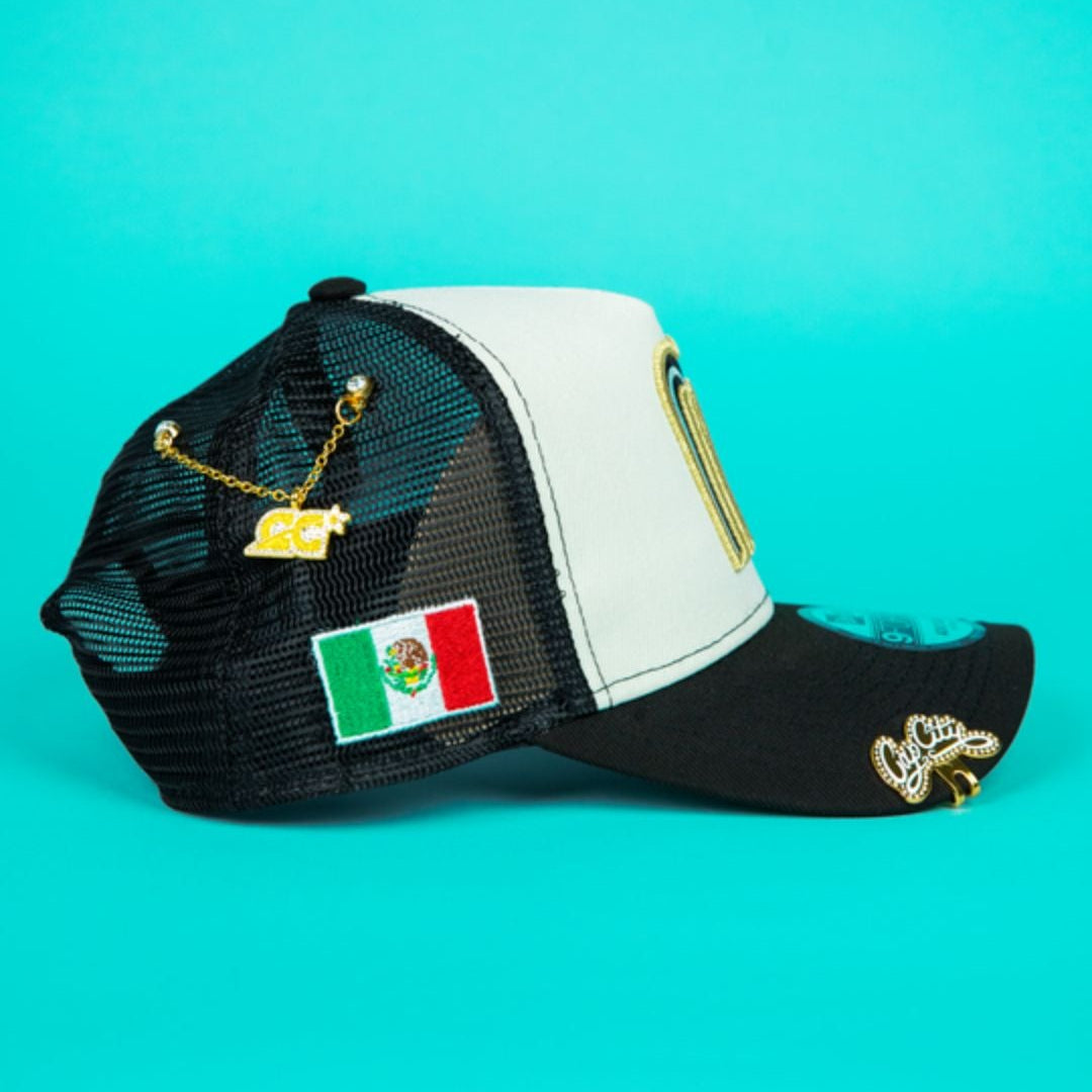 NEW ERA 9FORTY A-FRAME CHROME/ BLACK MEXICO MESHBACK W/ MEXICO FLAG SIDE PATCH