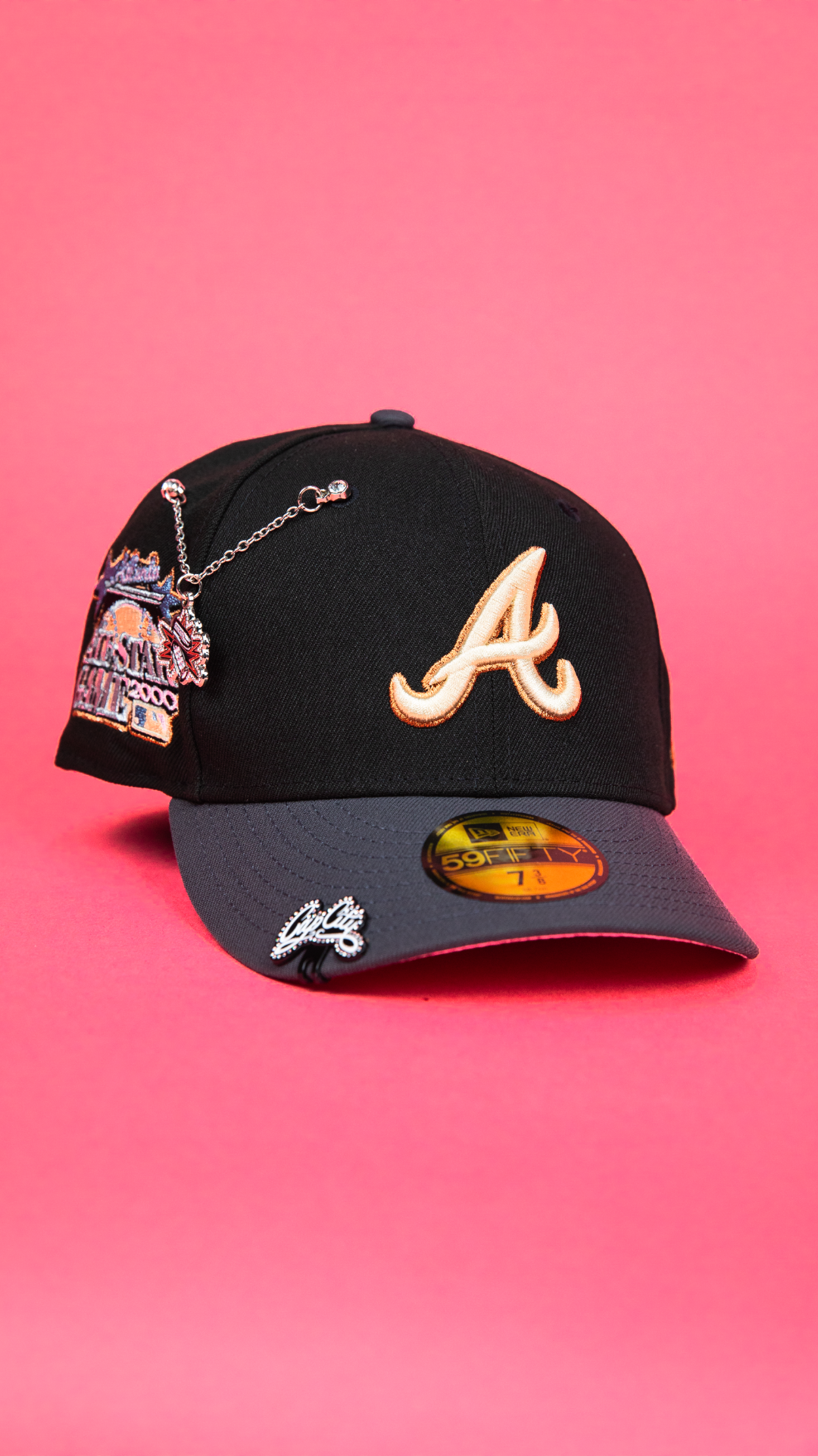 NEW ERA EXCLUSIVE 59FIFTY BLACK/ GREY ATLANTA BRAVES W/ 2000 ALL STAR GAME SIDE PATCH