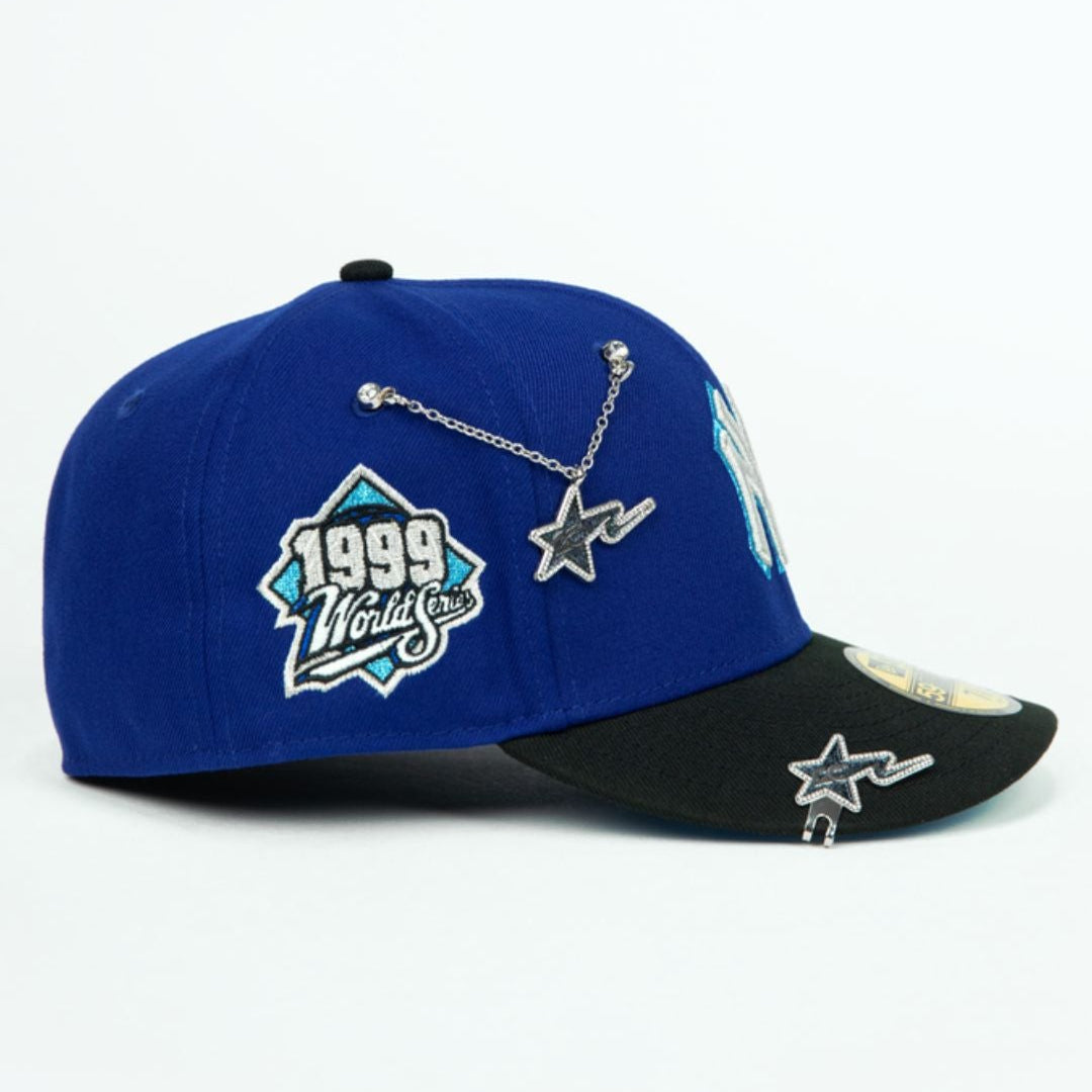 NEW ERA EXCLUSIVE 59FIFTY DARK BLUE/ BLACK NEW YORK YANKEES W/ 1999 WORLD SERIES SIDE PATCH
