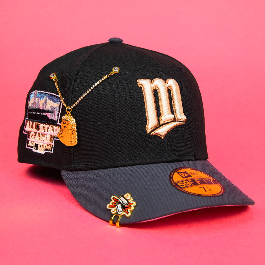 NEW ERA EXCLUSIVE 59FIFTY BLACK/ GREY MINNESOTA TWINS W/ 2014 ALL STAR GAME SIDE PATCH