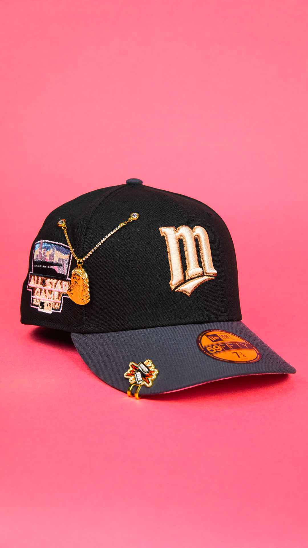 NEW ERA EXCLUSIVE 59FIFTY BLACK/ GREY MINNESOTA TWINS W/ 2014 ALL STAR GAME SIDE PATCH