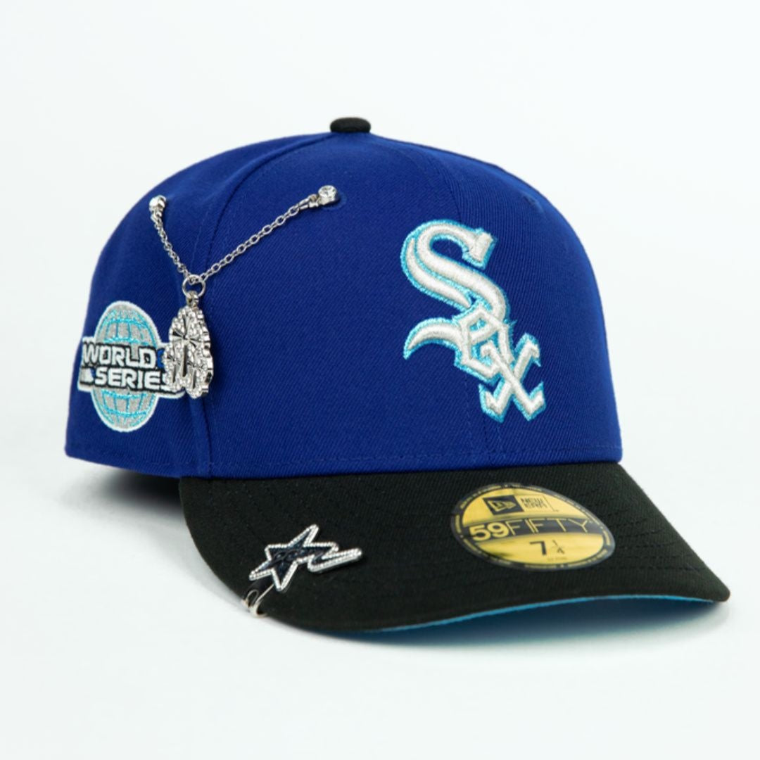 NEW ERA EXCLUSIVE 59FIFTY DARK BLUE/ BLACK CHICAGO WHITE SOX W/ 2005 WORLD SERIES SIDE PATCH