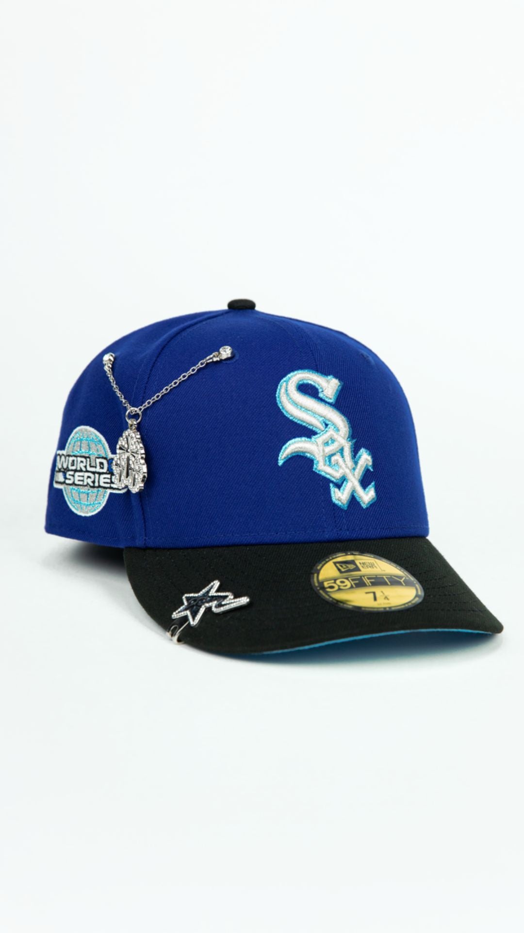 NEW ERA EXCLUSIVE 59FIFTY DARK BLUE/ BLACK CHICAGO WHITE SOX W/ 2005 WORLD SERIES SIDE PATCH