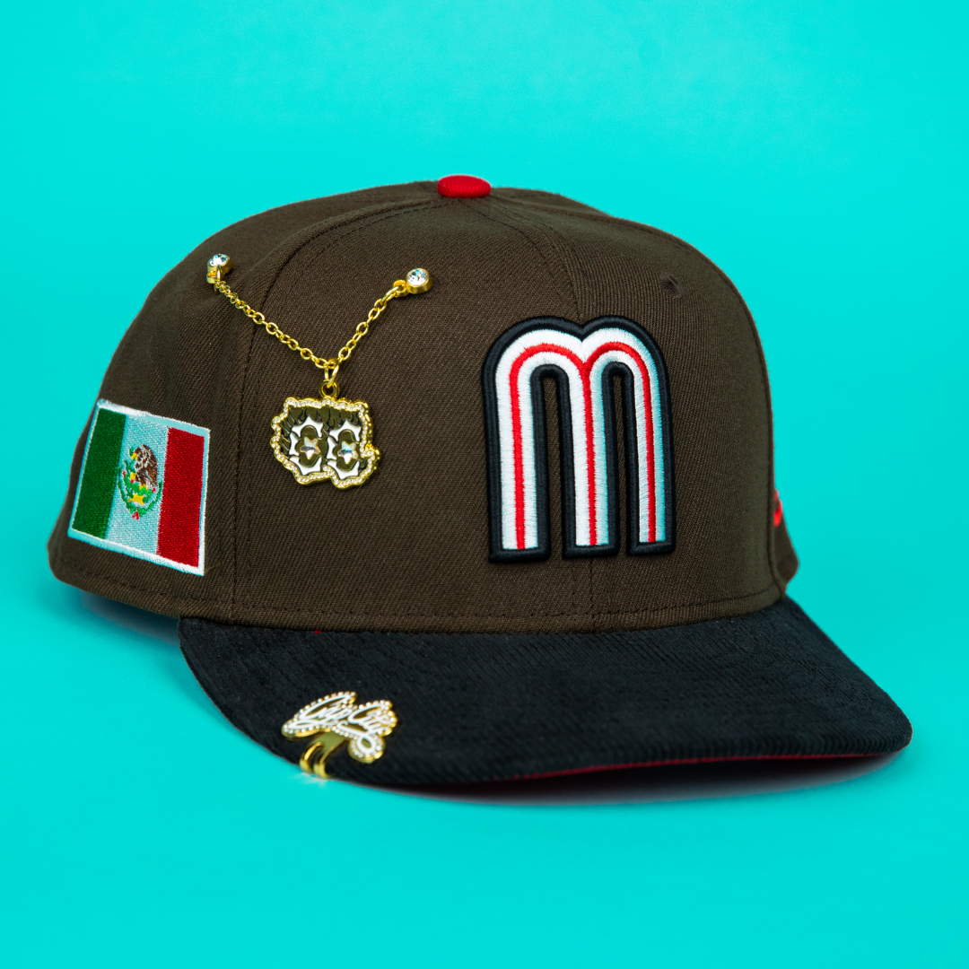 NEW ERA 9FIFTY BROWN/ CORDUROY MEXICO WBC SNAPBACK W/ MEXICO FLAG SIDE PATCH