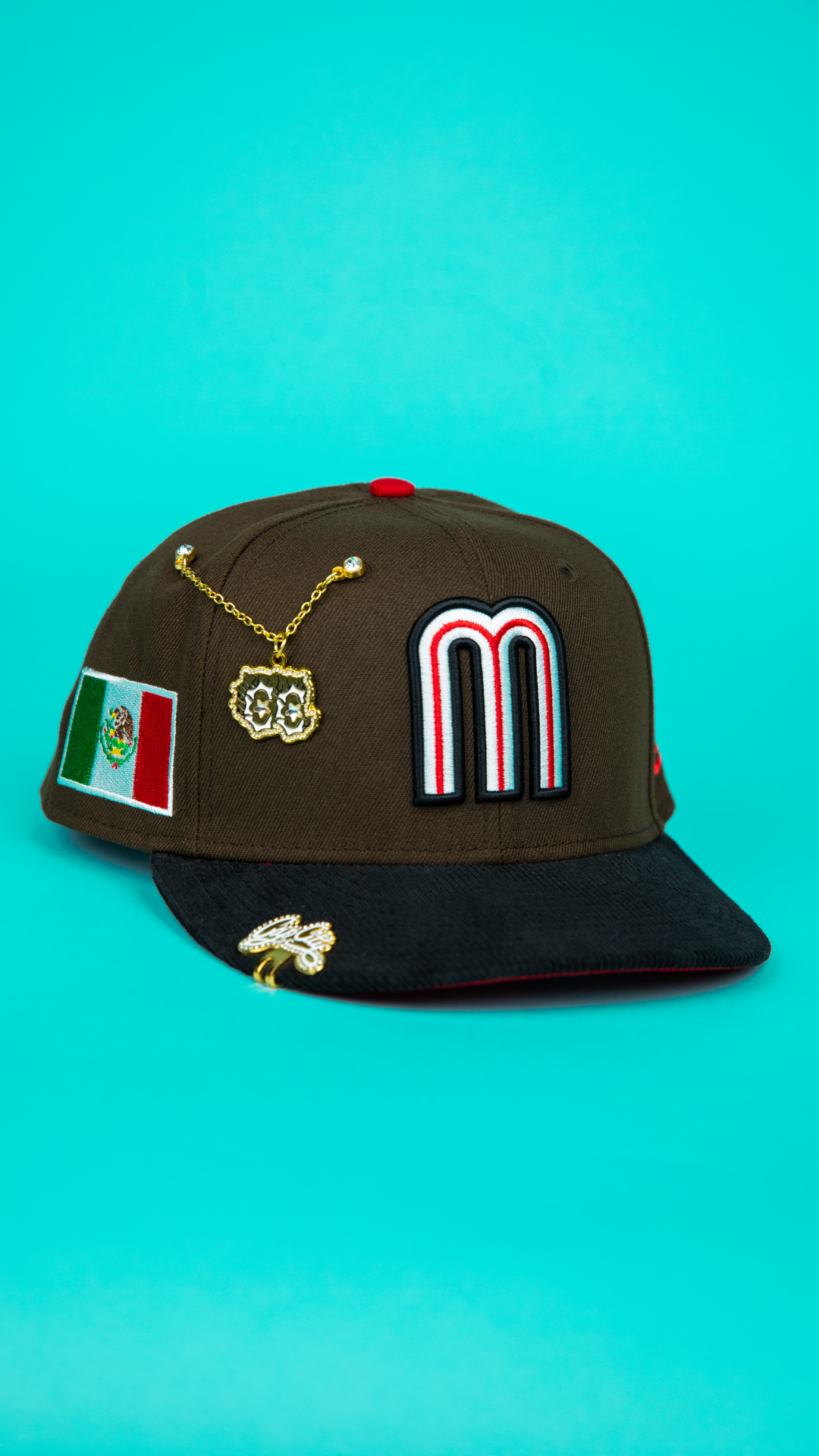 NEW ERA 9FIFTY BROWN/ CORDUROY MEXICO WBC SNAPBACK W/ MEXICO FLAG SIDE PATCH