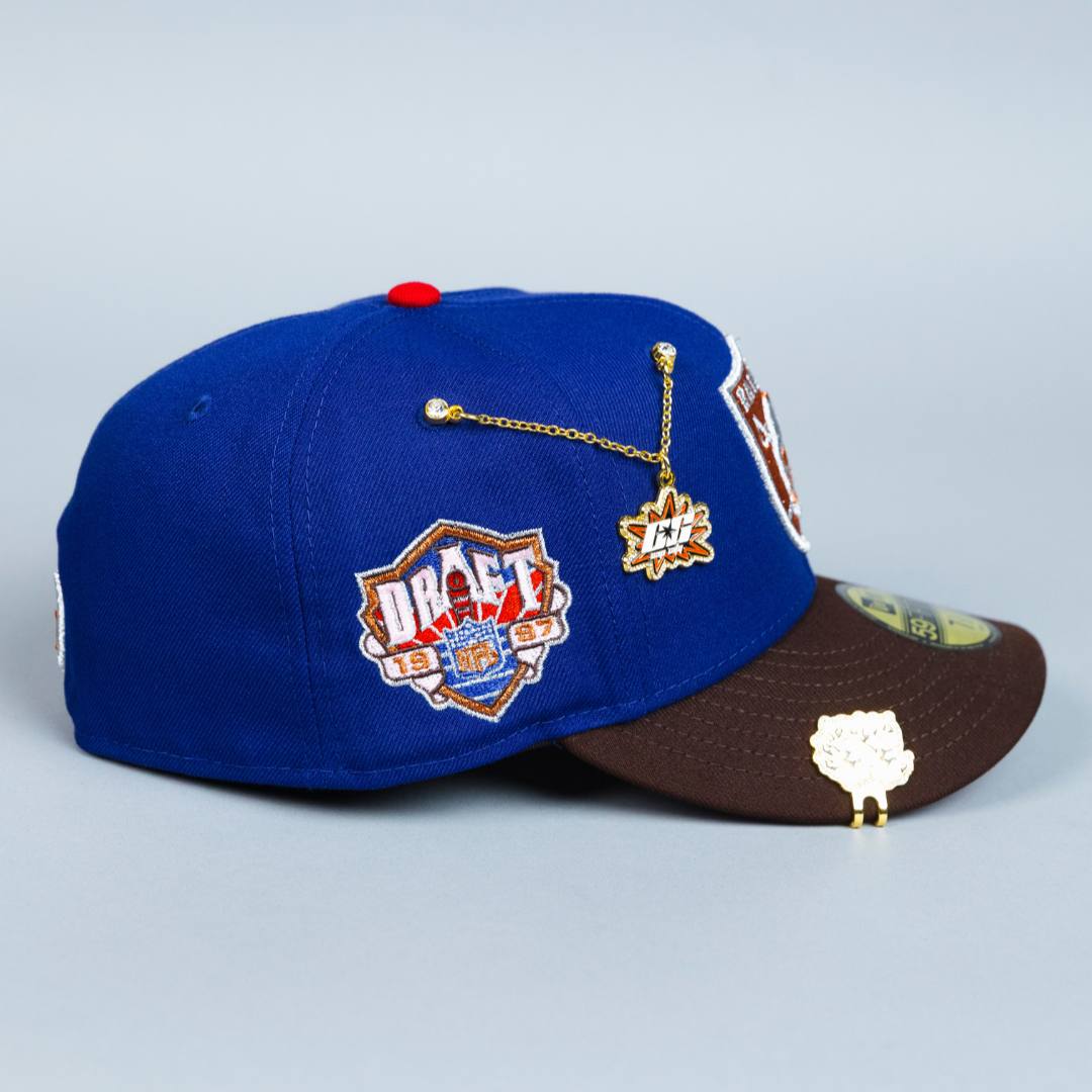 NEW ERA EXCLUSIVE 59FIFTY DARK BLUE/ BROWN LAS VEGAS RAIDERS W/ DRAFT SIDE PATCH