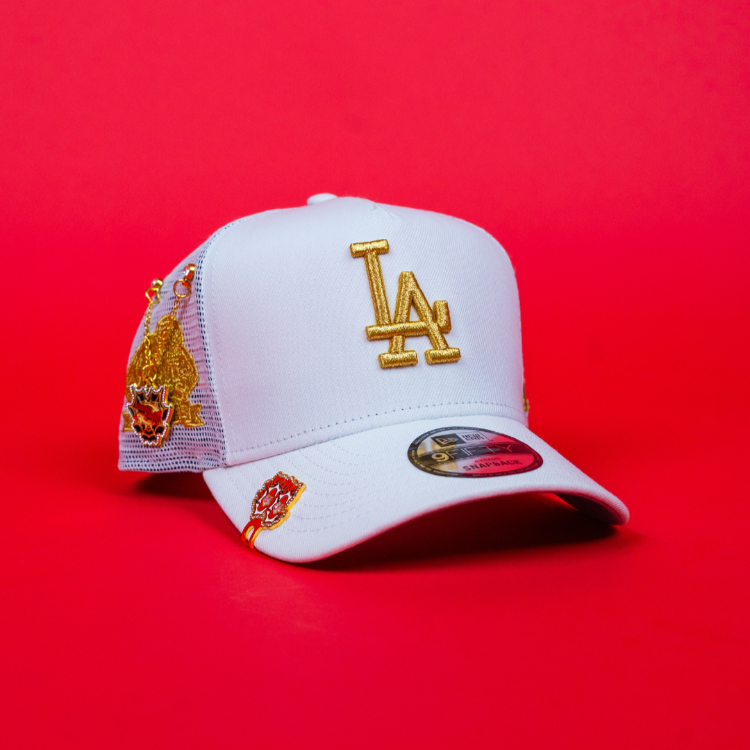 NEW ERA 9FIFTY A-FRAME WHITE LOS ANGELES DODGERS MESHBACK W/ 2024 WORLD SERIES CHAMPIONS SIDE PATCH