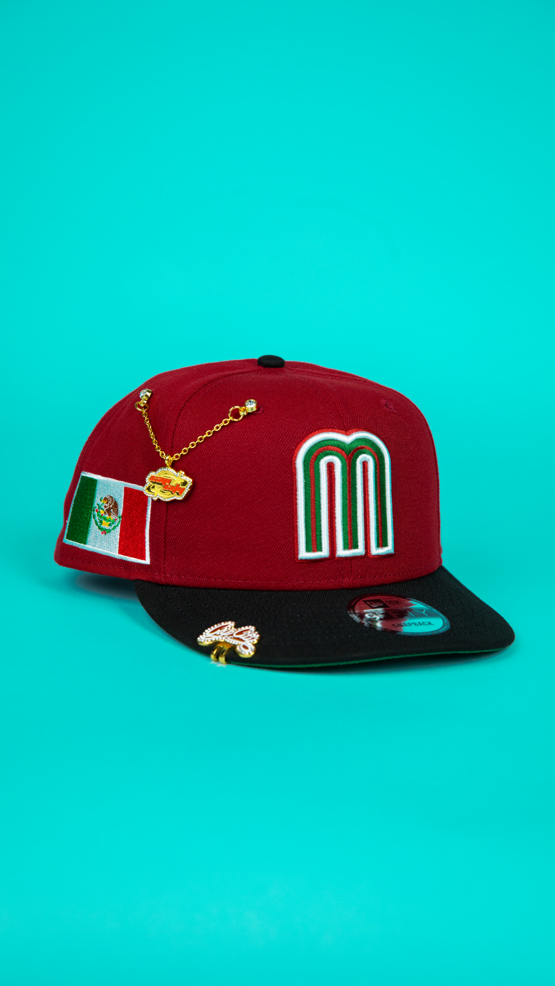 NEW ERA 9FIFTY BURGUNDY/ BLACK MEXICO WBC SNAPBACK W/ MEXICO FLAG SIDE PATCH
