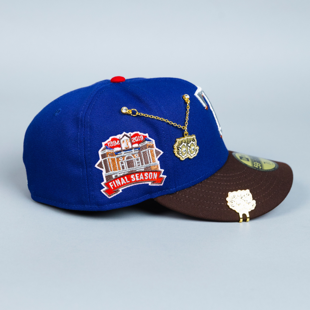 NEW ERA EXCLUSIVE 59FIFTY DARK BLUE/ BROWN TEXAS RANGERS W/ FINAL SEASON SIDE PATCH