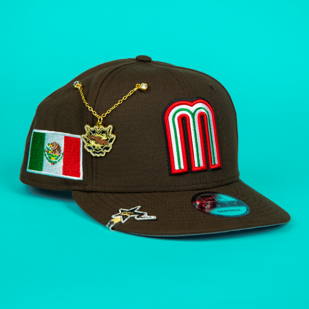 NEW ERA 9FIFTY BROWN MEXICO WBC SNAPBACK W/ MEXICO FLAG SIDE PATCH