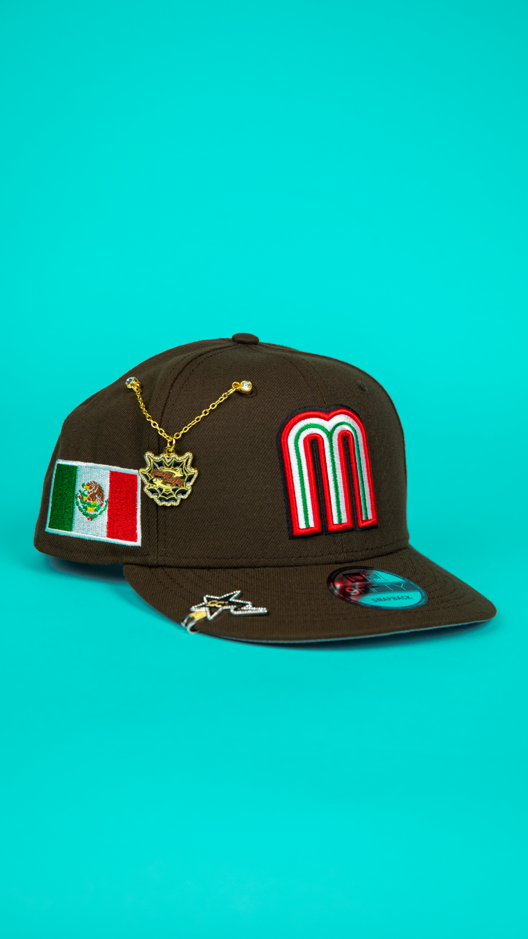 NEW ERA 9FIFTY BROWN MEXICO WBC SNAPBACK W/ MEXICO FLAG SIDE PATCH