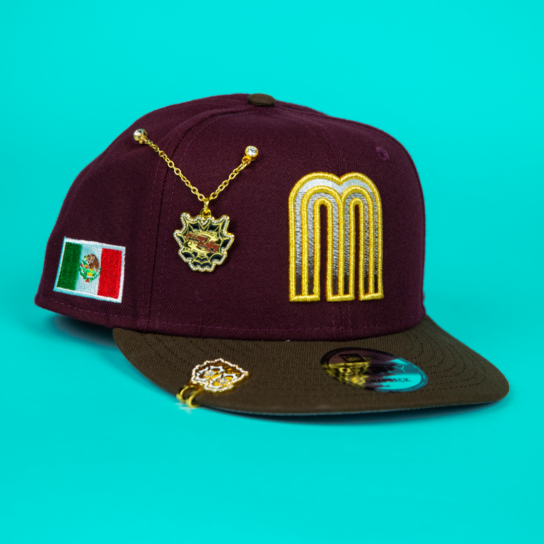 NEW ERA 9FIFTY MAROON/ BROWN MEXICO WBC SNAPBACK W/ MEXICO FLAG SIDE PATCH