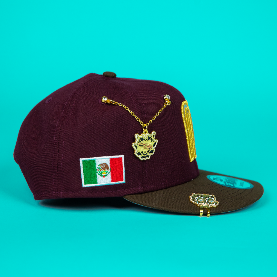 NEW ERA 9FIFTY MAROON/ BROWN MEXICO WBC SNAPBACK W/ MEXICO FLAG SIDE PATCH