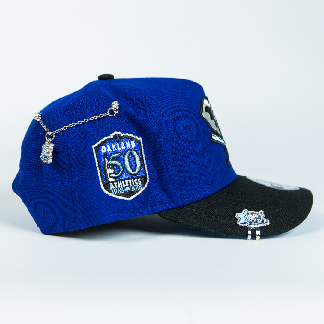 NEW ERA 9FIFTY A-FRAME DARK BLUE/ BLACK OAKLAND A'S W/ 50TH ANNIVERSARY SIDE PATCH