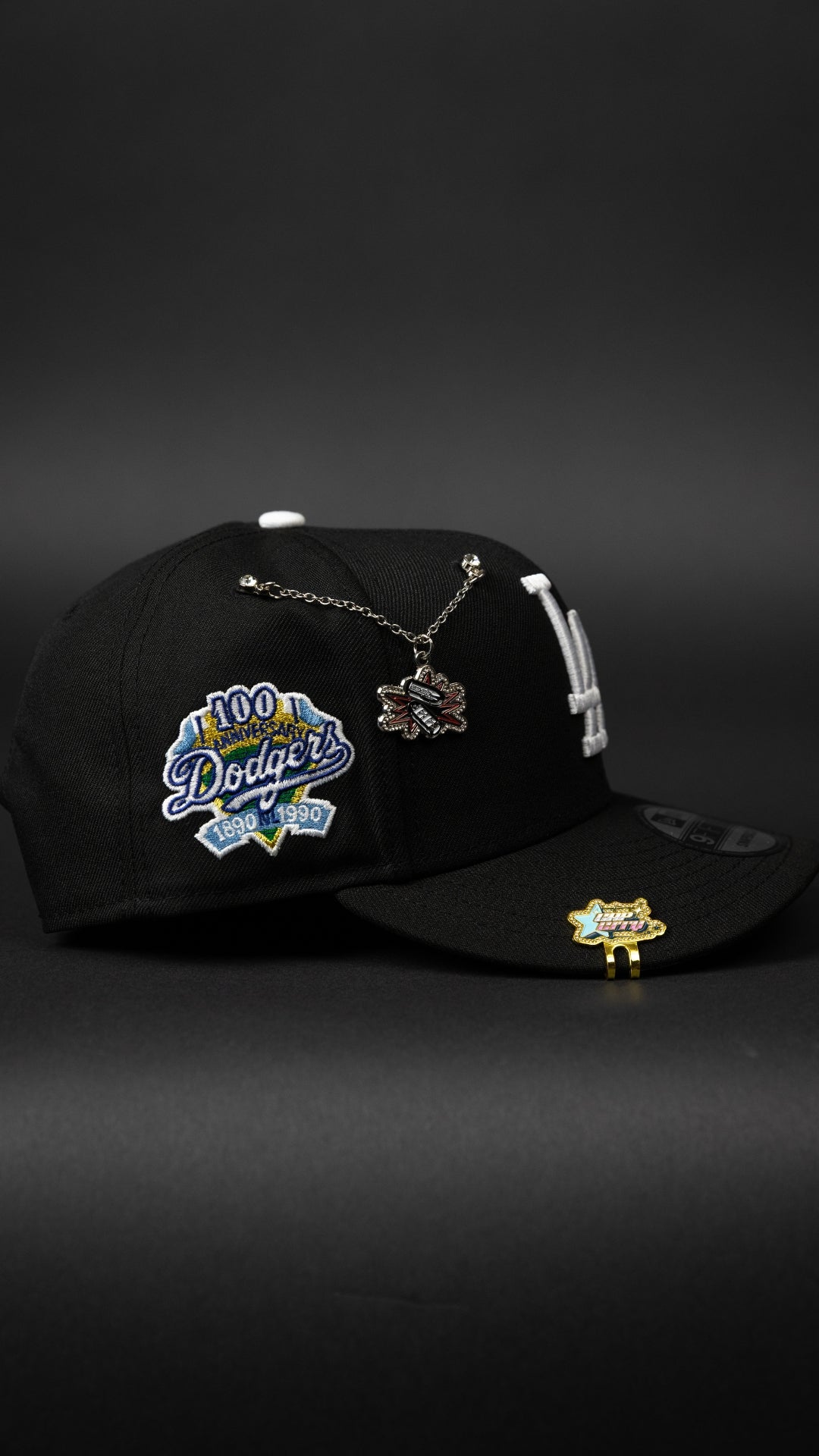 NEW ERA EXCLUSIVE 9FIFTY BACK LOS ANGELES DODGERS SNAPBACK W/ ICY HEART + 100TH ANNIVERSARY SIDE PATCH