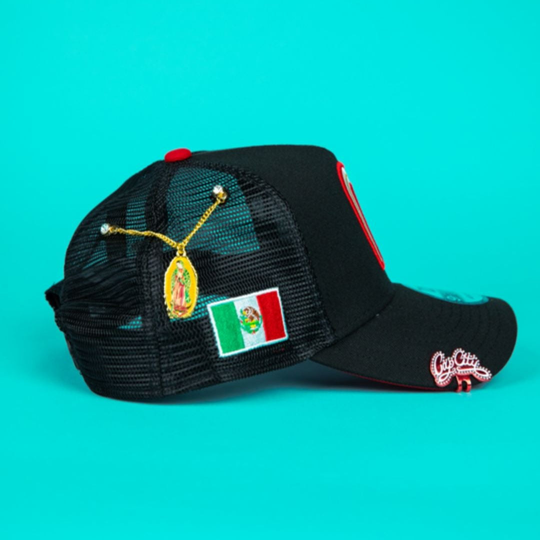 NEW ERA 9FORTY A-FRAME BLACK MEXICO MESHBACK W/ MEXICO FLAG SIDE PATCH