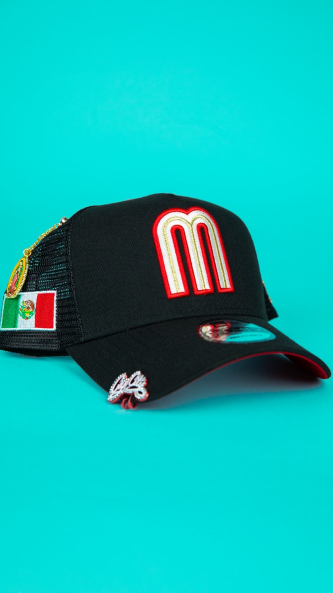 NEW ERA 9FORTY A-FRAME BLACK MEXICO MESHBACK W/ MEXICO FLAG SIDE PATCH