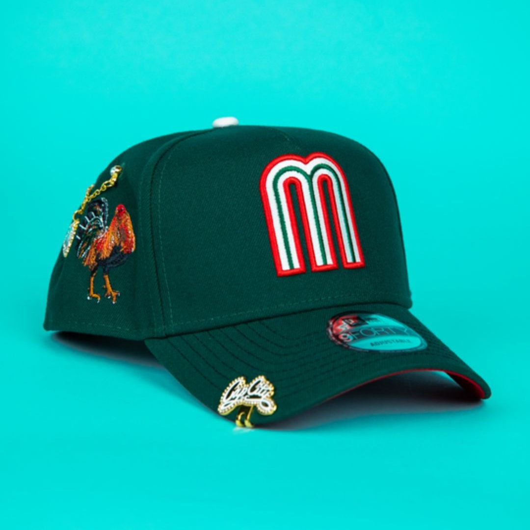 NEW ERA 9FORTY A-FRAME FOREST GREEN MEXICO ADJUSTABLE W/ EL GALLO SIDE PATCH