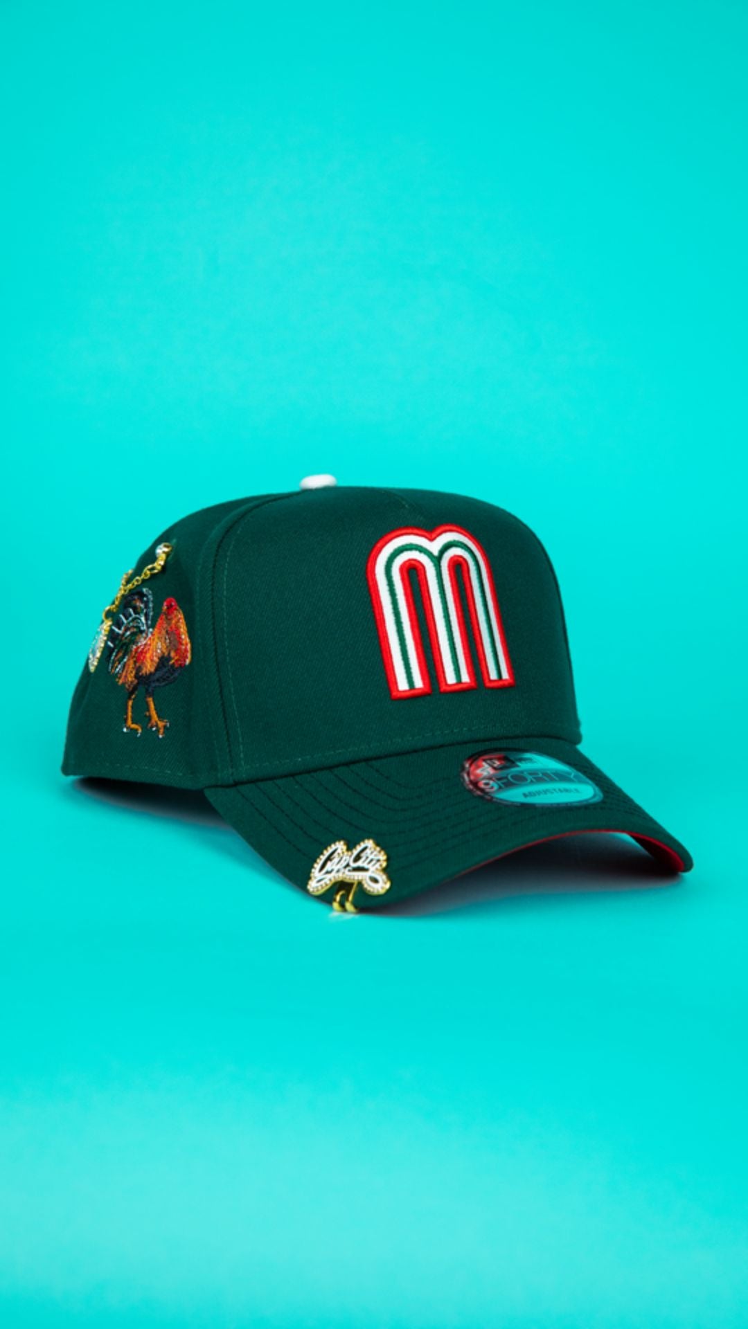 NEW ERA 9FORTY A-FRAME FOREST GREEN MEXICO ADJUSTABLE W/ EL GALLO SIDE PATCH