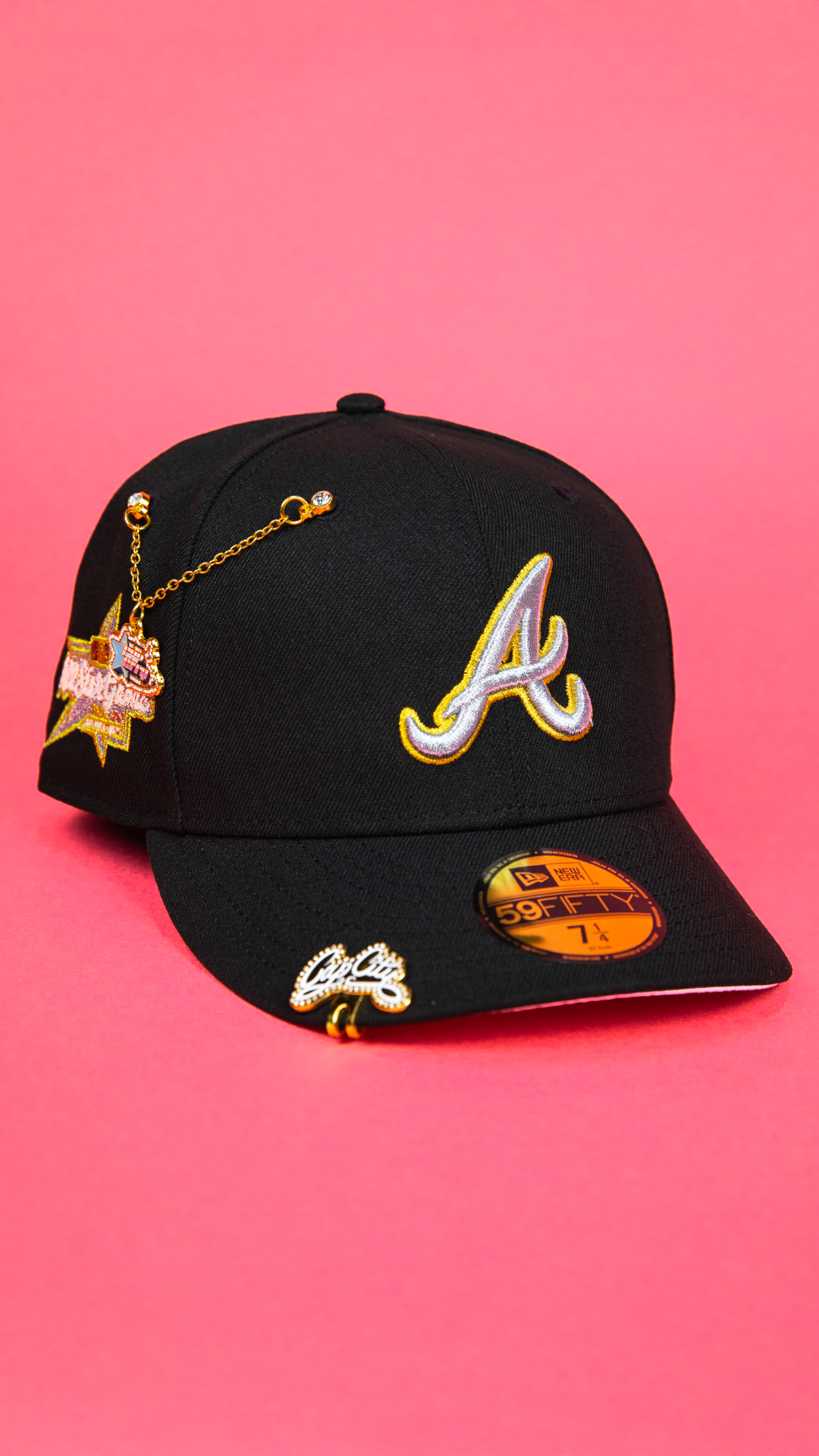 NEW ERA EXCLUSIVE 59FIFTY BLACK ATLANTA BRAVES W/ ALL STAR GAME SIDE PATCH