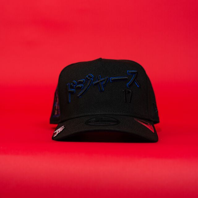 NEW ERA EXCLUSIVE 9FIFTY A-FRAME BLACKED OUT LOS ANGELES DODGERS JAPANESE SCRIPT W/ SHOHEI OHTANI 50-50 CLUB SIDE PATCH