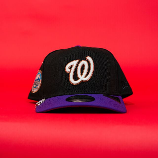 NEW ERA EXCLUSIVE 9FIFTY A-FRAME BLACK/ PURPLE WASHINGTON NATIONALS W/ 2008 INAUGURAL SEASON SIDE PATCH