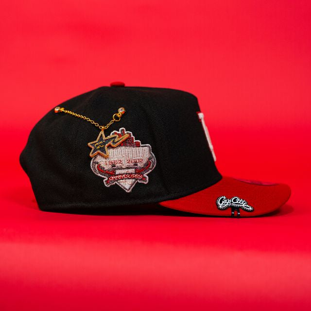 NEW ERA EXCLUSIVE 9FIFTY A-FRAME BLACK/ RED LOS ANGELES DODGERS SNAPBACK W/ 40TH ANNIVERSARY SIDE PATCH