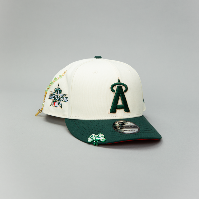 NEW ERA EXCLUSIVE 9FIFTY CHROME/ FOREST GREEN ANAHEIM ANGELS SNAPBACK W/ 2010 ALL STAR GAME PATCH