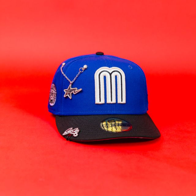 NEW ERA EXCLUSIVE 59FIFTY DARK BLUE/ BLACK MEXICO 2025 WORLD BASEBALL CLASSIC W/ MEXICO FLAG SIDE PATCH