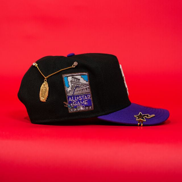 NEW ERA EXCLUSIVE 9FIFTY A-FRAME BLACK/ PURPLE SAN FRANCISCO GIANTS W/ 2007 ALL STAR GAME SIDE PATCH