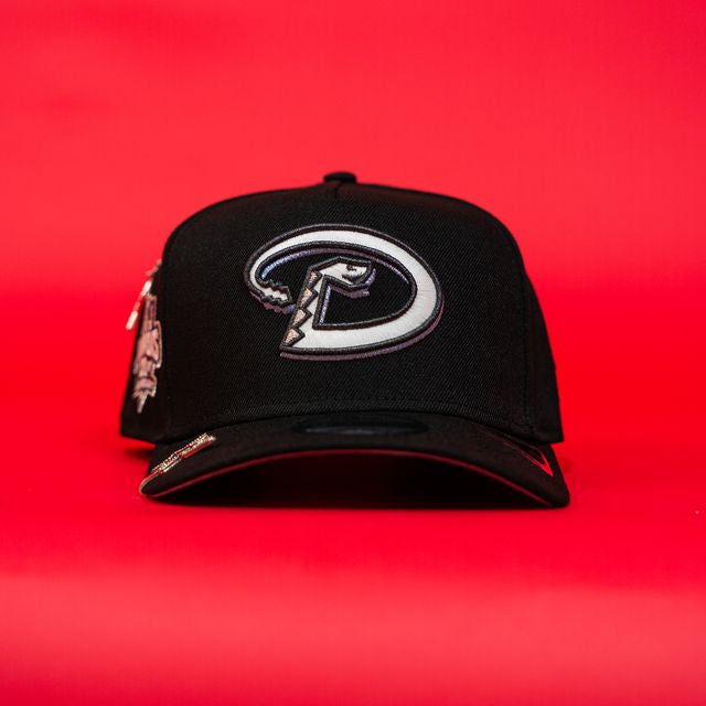 NEW ERA EXCLUSIVE 9FIFTY A-FRAME BLACK ARIZONA DIAMONDBACKS SNAPBACK W/ 2001 WORLD CHAMPIONS SIDE PATCH