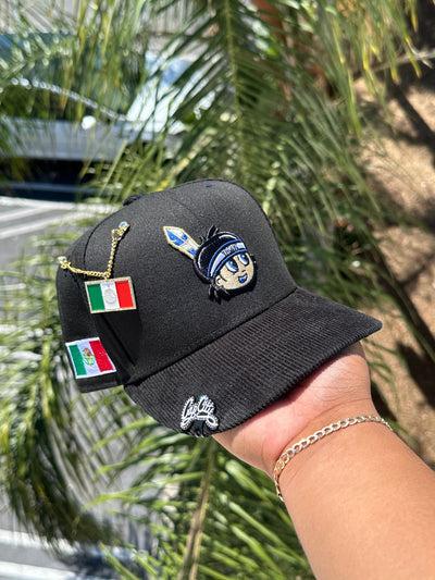 NEW ERA EXCLUSIVE 59FIFTY BLACK/CORDUROY YAQUIS DE OBREGON 2TONE W/ MEXICO FLAG PATCH (GREEN UV)