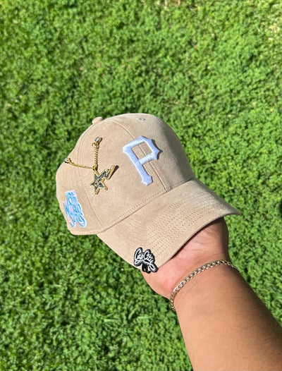 NEW* SUEDE KHAKI PITTSBURGH PIRATES '47 MVP SNAPBACK W/ 76TH WORLD SERIES PATCH (ICY UV)