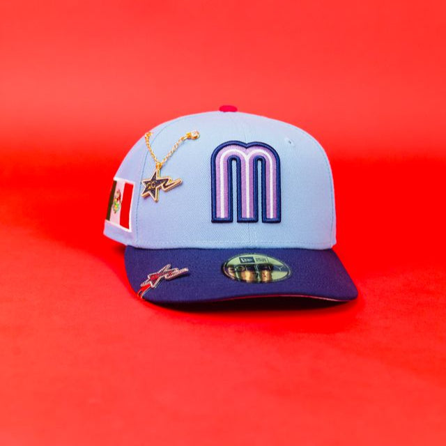 NEW ERA EXCLUSIVE 59FIFTY SKY BLUE/ NAVY MEXICO 2025 WORLD BASEBALL CLASSIC W/ MEXICO FLAG SIDE PATCH
