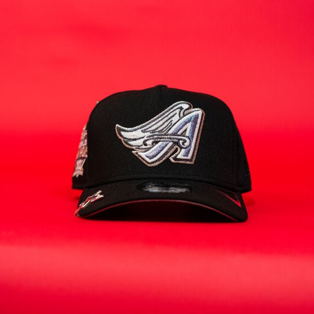 NEW ERA 9FIFTY A-FRAME BLACK ANAHEIM ANGELS SNAPBACK W/ 02 WORLD CHAMPIONS SIDE PATCH