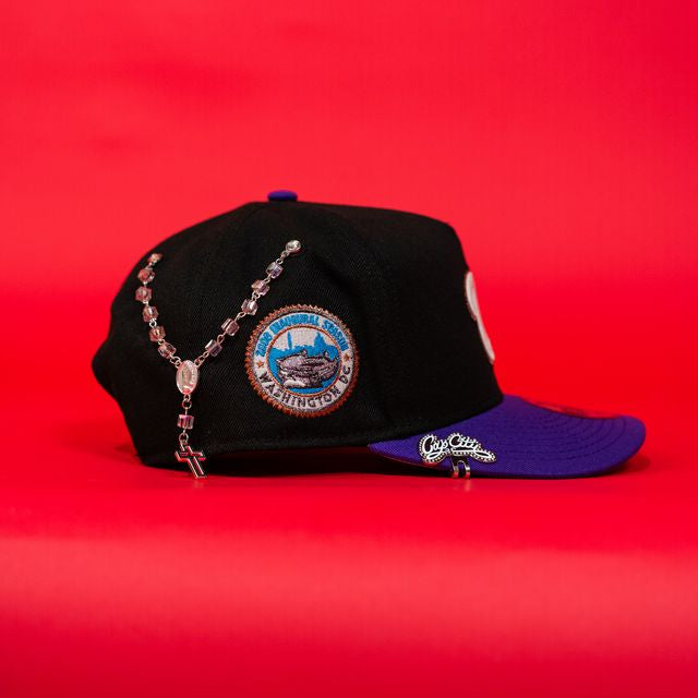 NEW ERA EXCLUSIVE 9FIFTY A-FRAME BLACK/ PURPLE WASHINGTON NATIONALS W/ 2008 INAUGURAL SEASON SIDE PATCH