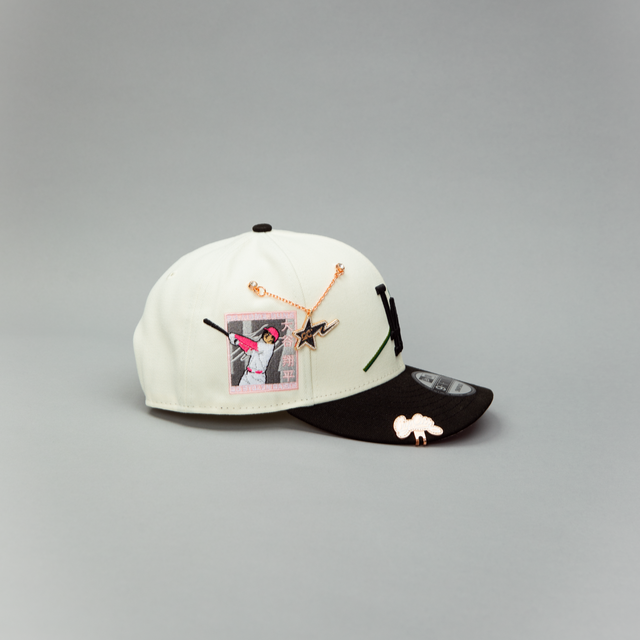 NEW ERA EXCLUSIVE 9FIFTY CHROME/ BLACK LOS ANGELES DODGERS SNAPBACK W/ PINK ROSE + SHOHEI OHTANI 50-50 CLUB SIDE PATCH