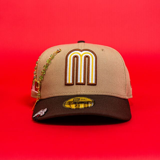 NEW ERA EXCLUSIVE 59FIFTY CAMEL BROWN MEXICO 2025 WORLD BASEBALL CLASSIC W/ MEXICO FLAG SIDE PATCH