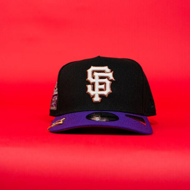 NEW ERA EXCLUSIVE 9FIFTY A-FRAME BLACK/ PURPLE SAN FRANCISCO GIANTS W/ 2007 ALL STAR GAME SIDE PATCH