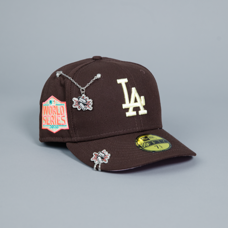 NEW ERA EXCLUSIVE 59FIFTY DARK BROWN LOS ANGELES DODGERS W/ 2020 WORLD SERIES SIDE PATCH