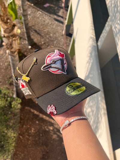 NEW ERA EXCLUSIVE 59FIFTY BROWN/BLACK TORONTO BLUE JAYS W/ 1991 ALL STAR GAME PATCH (PINK UV)