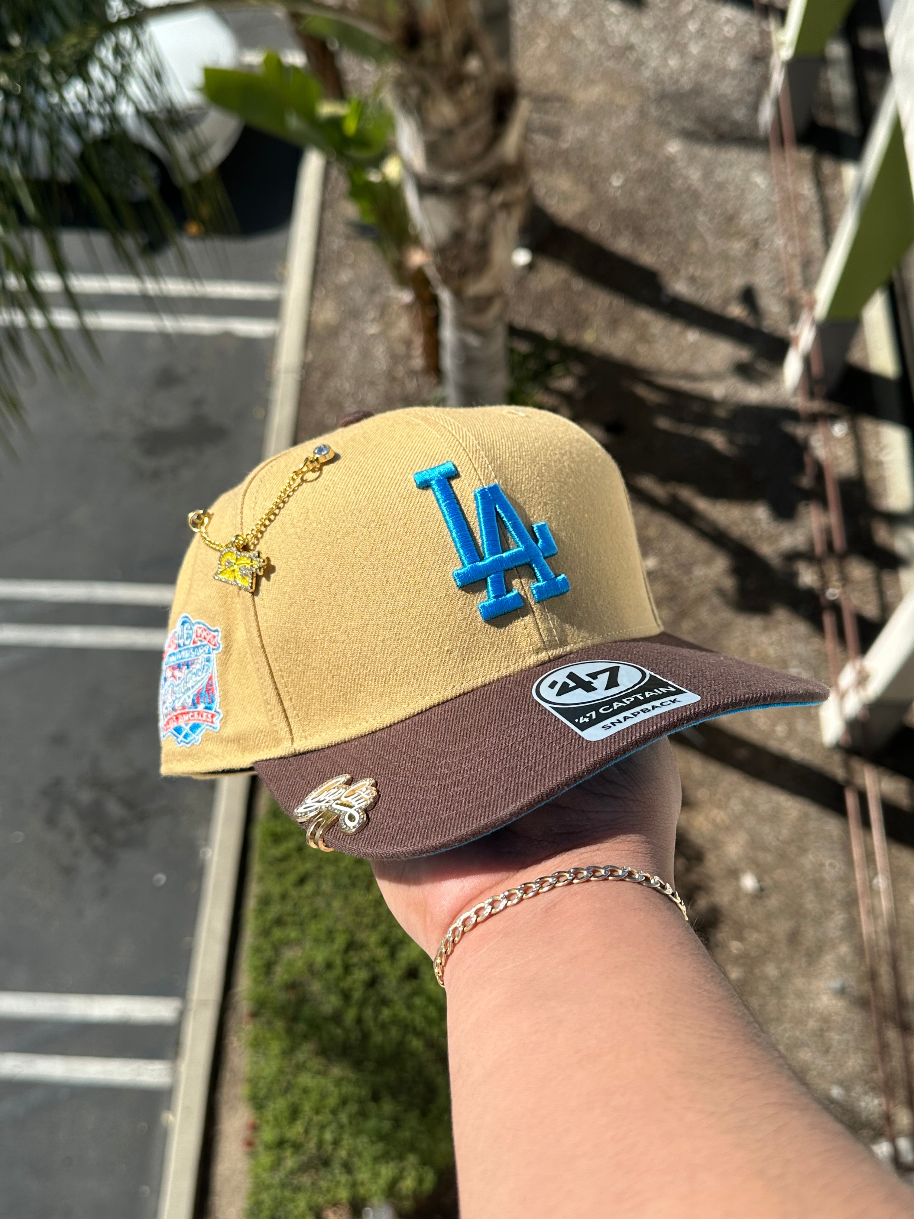 CREAM/WALNUT LOS ANGELES DODGERS '47 CAPTAIN SNAPBACK W/ 40TH ANNIVERSARY PATCH