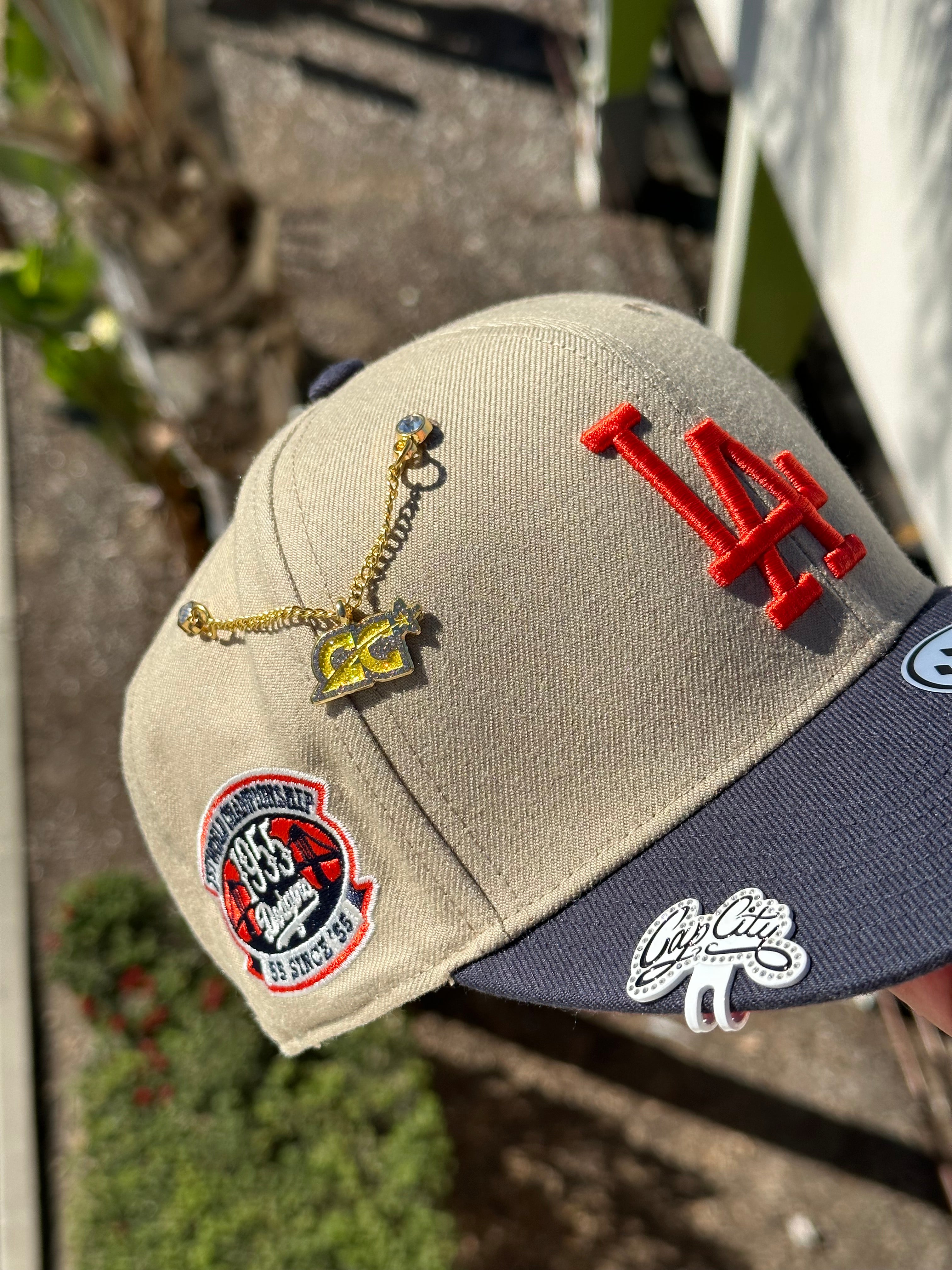KHAKI/NAVY LOS ANGELES DODGERS '47 CAPTAIN SNAPBACK W/ 1ST WORLD CHAMPIONSHIP PATCH