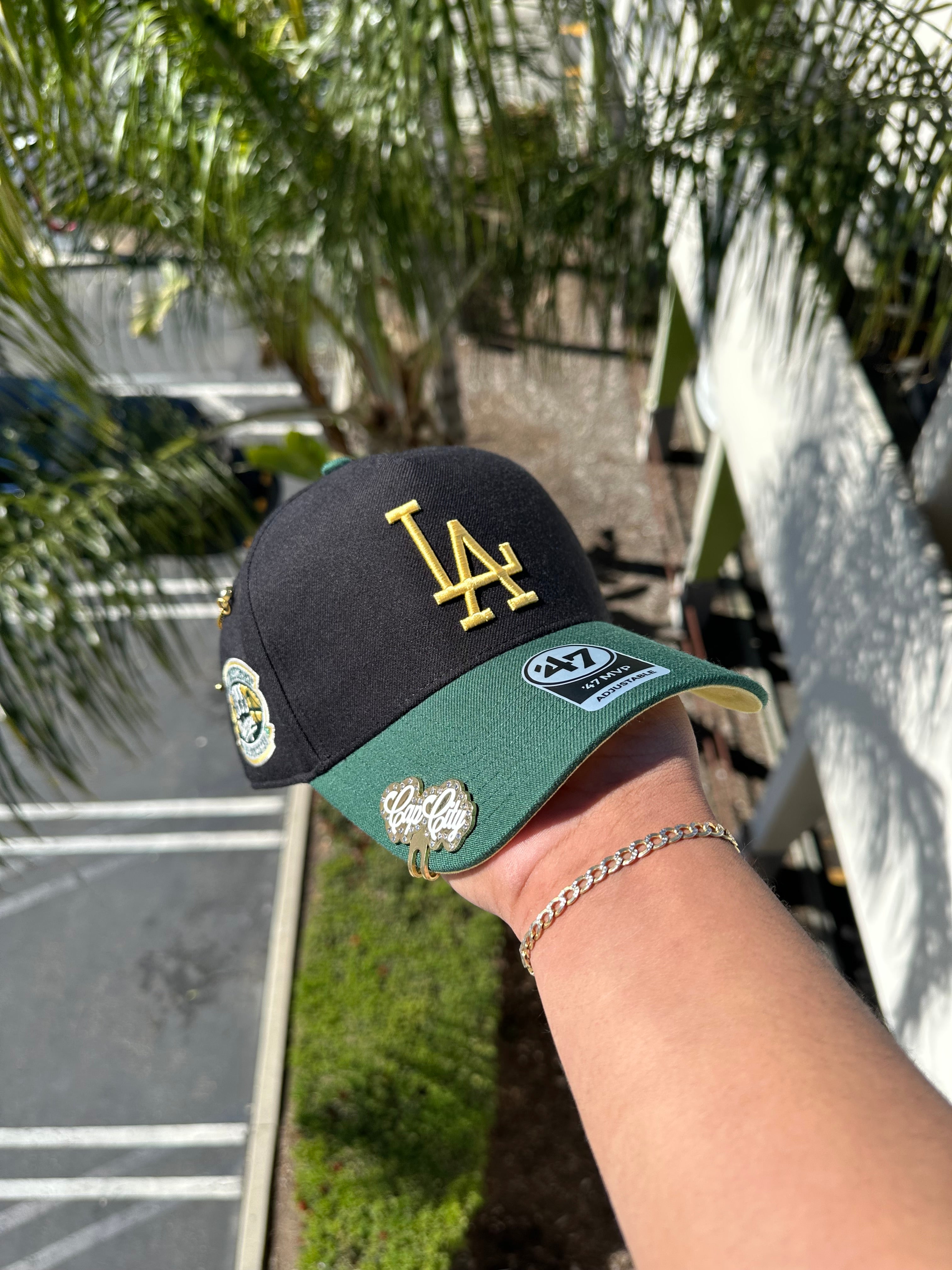 BLACK/FOREST GREEN LOS ANGELES DODGERS '47 A-FRAME ADJUSTABLE SNAPBACK W/ 1ST WORLD CHAMPIONSHIP PATCH