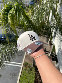 NEW* WHITE/WALNUT LOS ANGELES DODGERS '47 MVP ADJUSTABLE SNAPBACK W/ 50TH ANNIVERSARY PATCH (GREY UV)